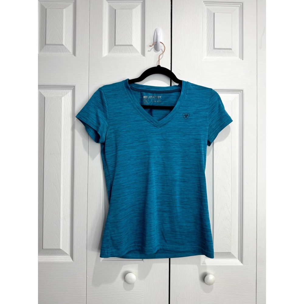 Ariat Tek Laguna Patriot V-Neck T-Shirt Women's XS Blue Short Sleeve Pullover